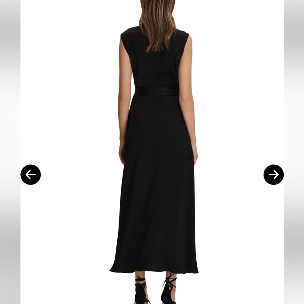 Reiss raya strappy asymmetrical midi dress size 2 black - Picture 5 of 14